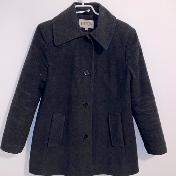 LONDON FOG Charcoal Grey Wool Peacoat - Picture 1 of 13